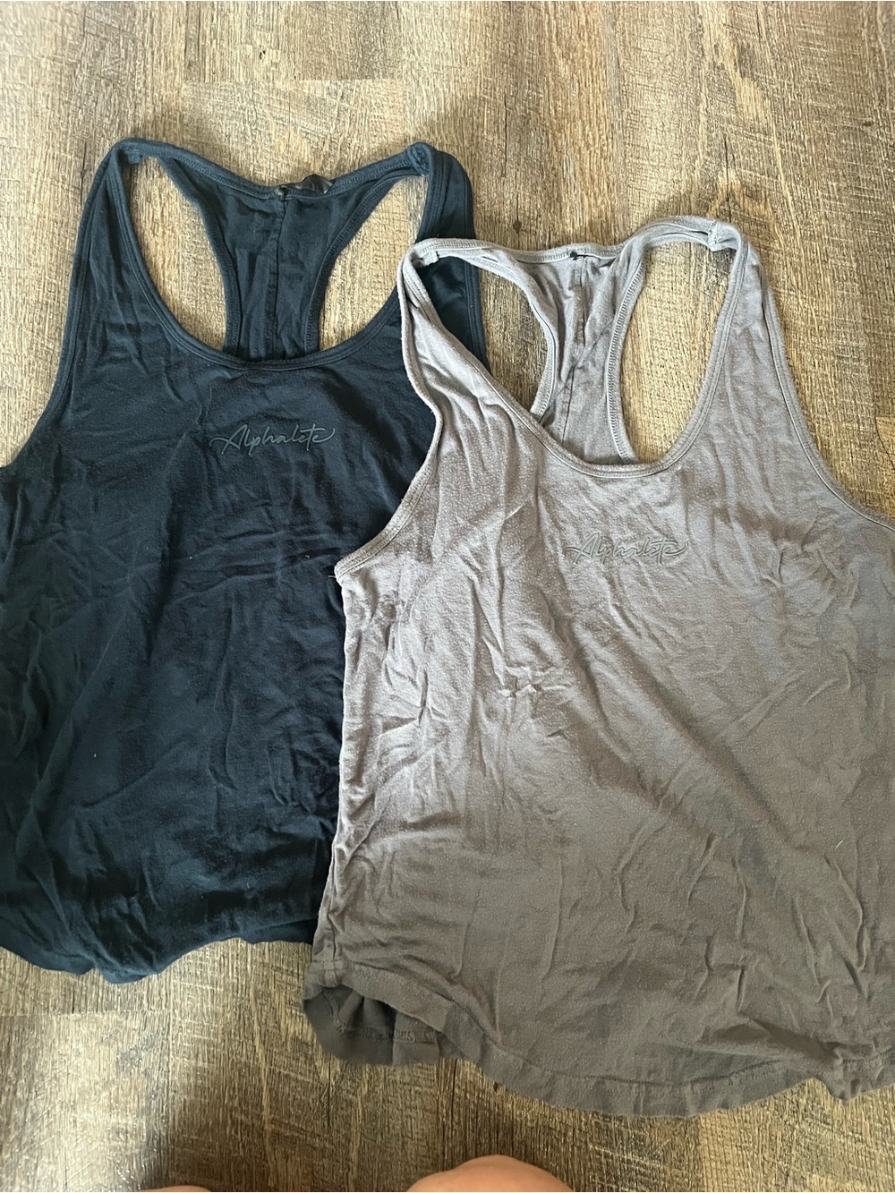 Alphalete Scoop Racerback Tank Tops - Black & gray